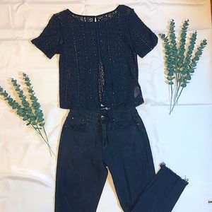 ♥︎ NAVY LACE SHIRT ♥︎